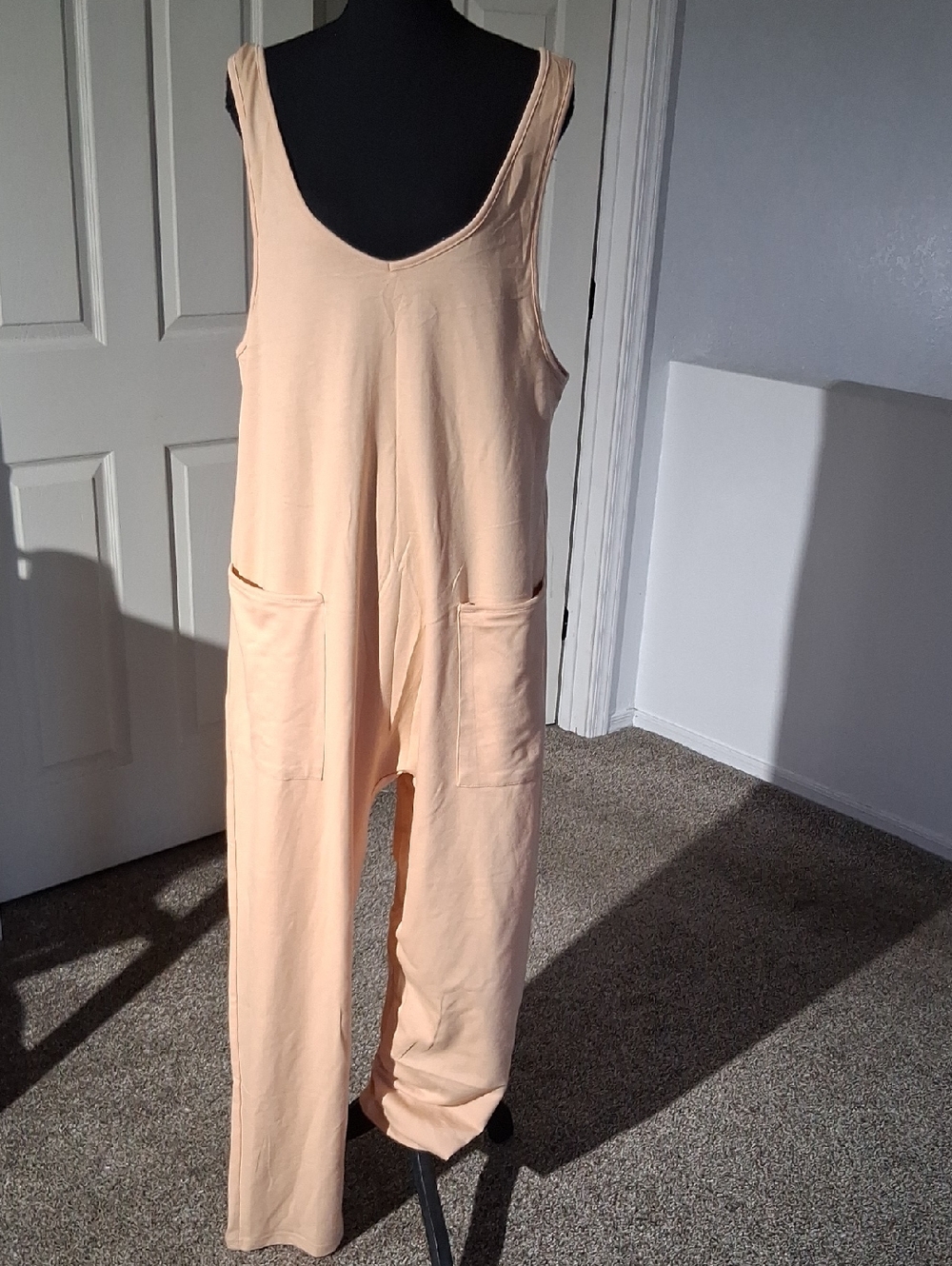 NWOT- Relaxed Scoop Neck Jumpsuit in Light Tan